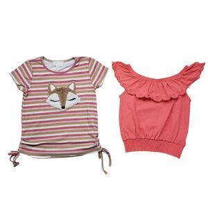 Btween Picapini  Top Girls 6 Kids Fox Ruffle Striped Lot